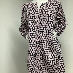 Who What Wear Black and Pink Polka Dot Top